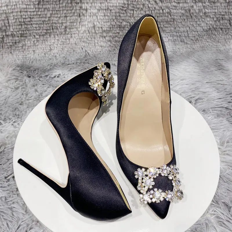 12cm Women's high heels Purple silk high heels  party shoes