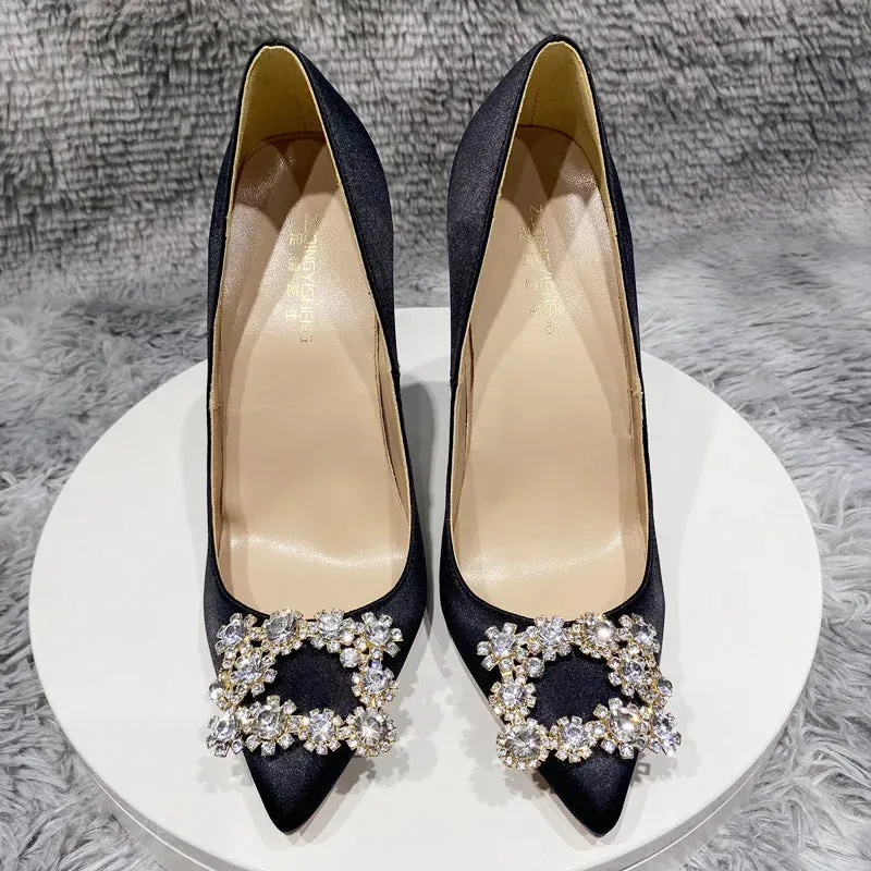 12cm Women's high heels Purple silk high heels  party shoes