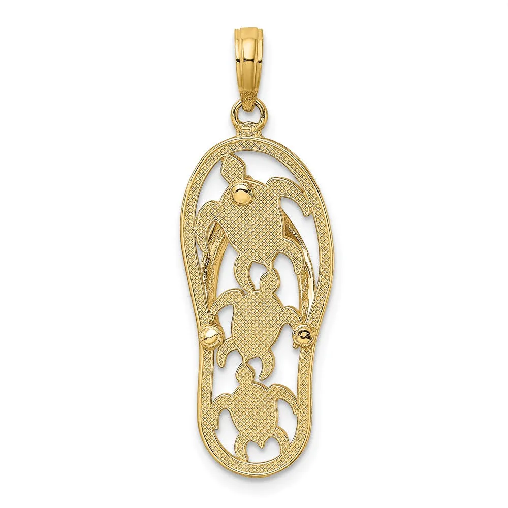 14K Triple Turtle Flip-Flop Charm