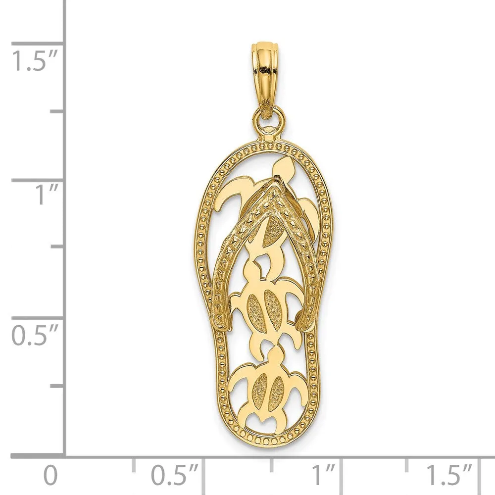 14K Triple Turtle Flip-Flop Charm