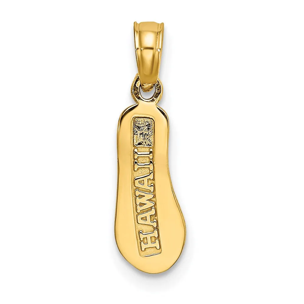 14k with White Rhodium 3D HAWAII Single Flip-Flop Charm