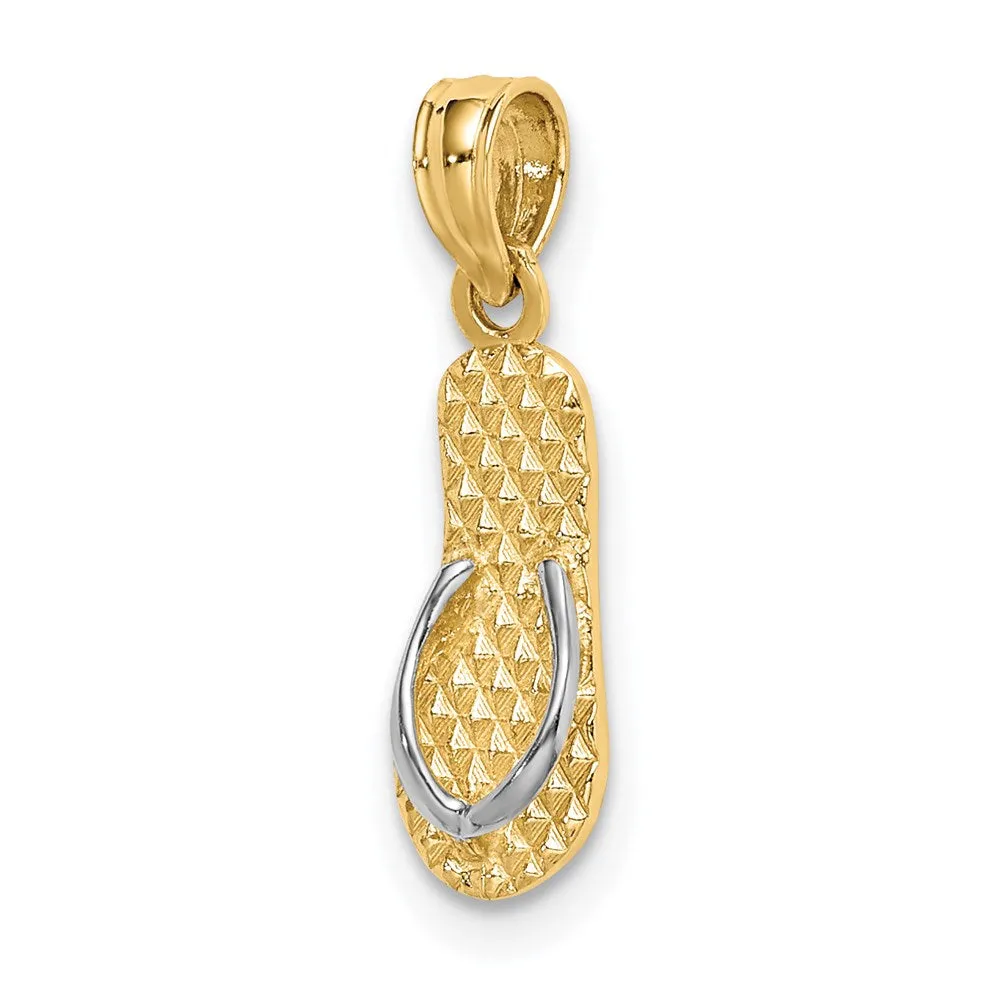 14k with White Rhodium 3D HAWAII Single Flip-Flop Charm