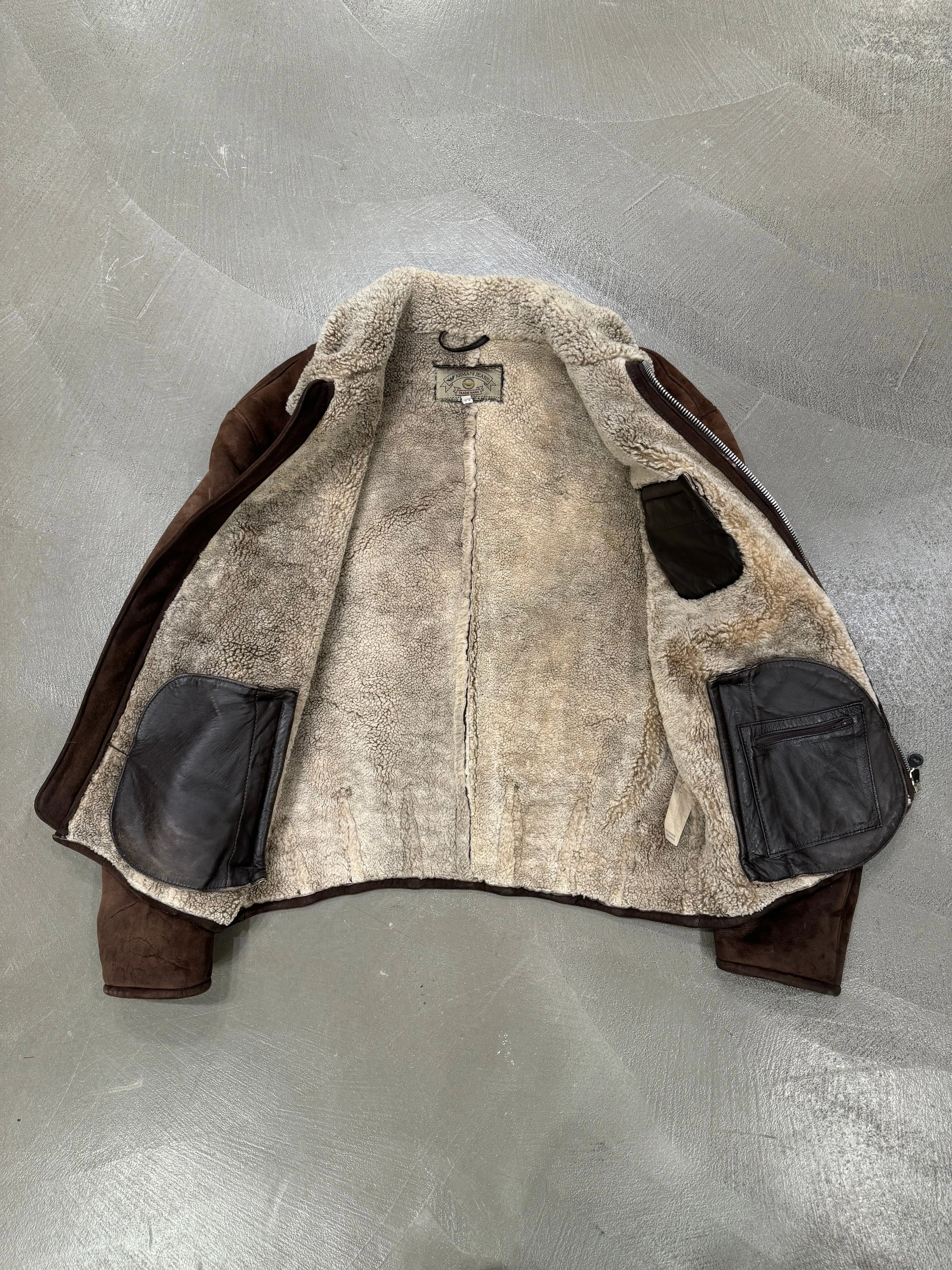 1990s Armani shearling leather bomber jacket