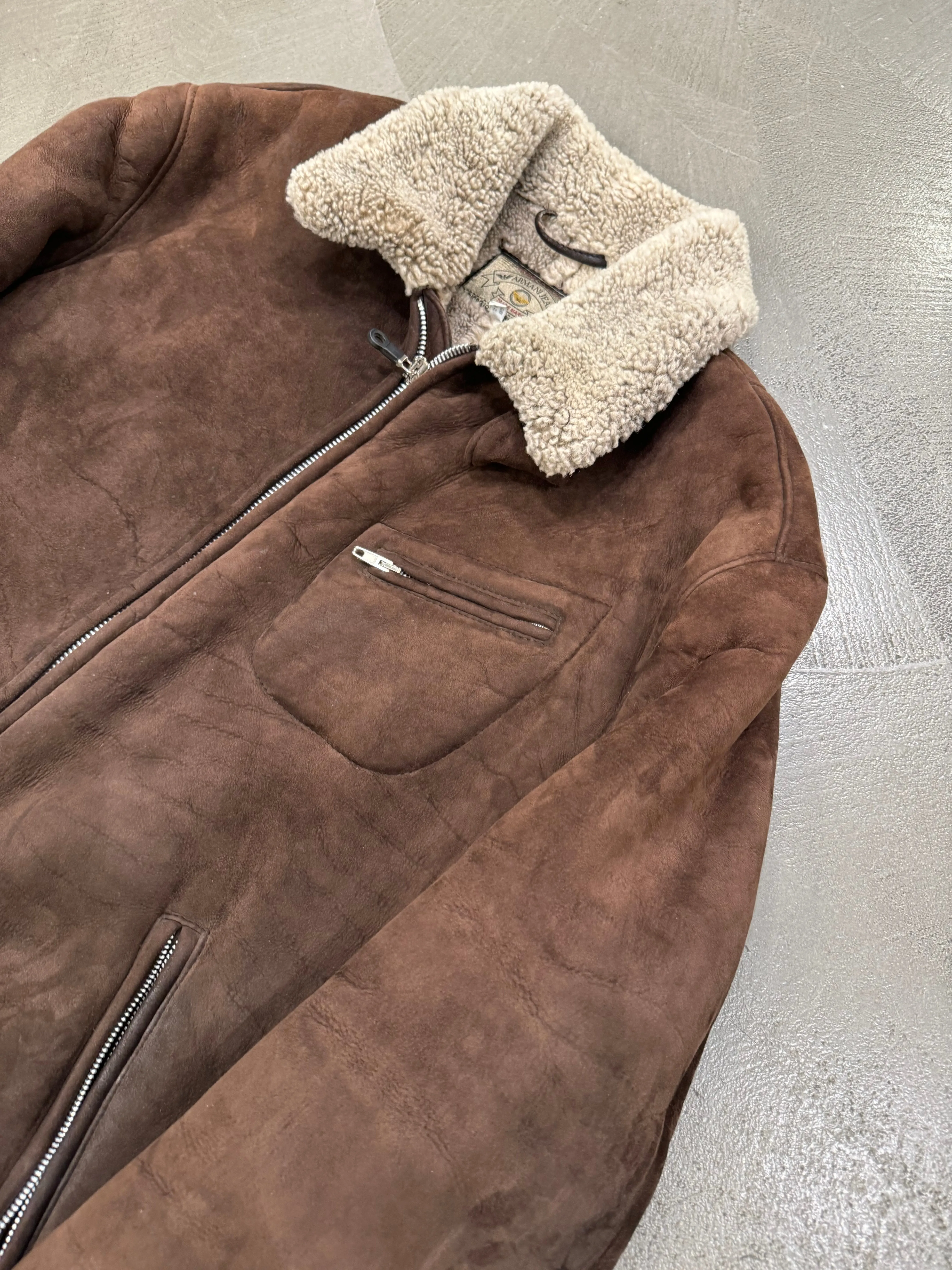 1990s Armani shearling leather bomber jacket
