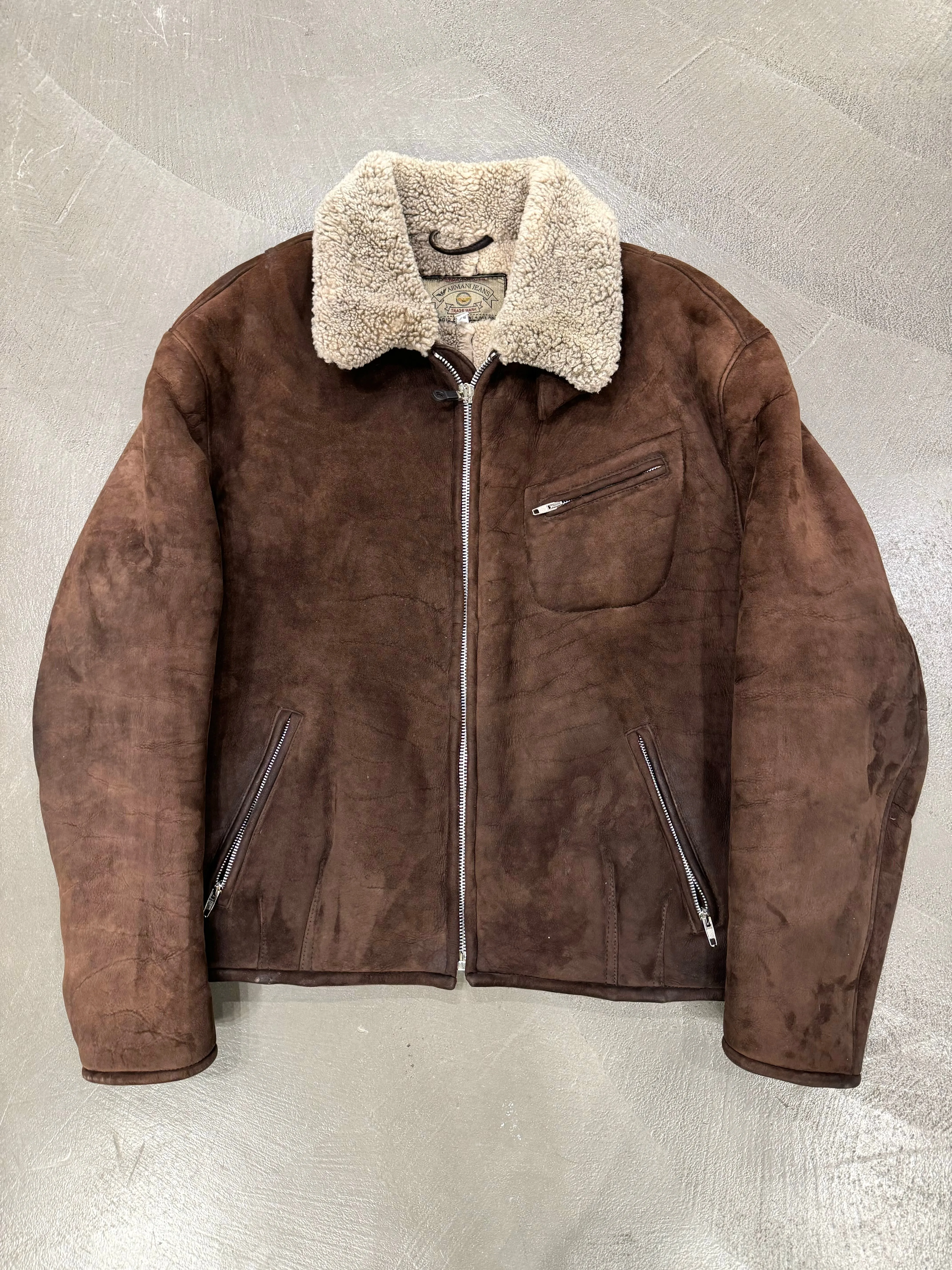 1990s Armani shearling leather bomber jacket