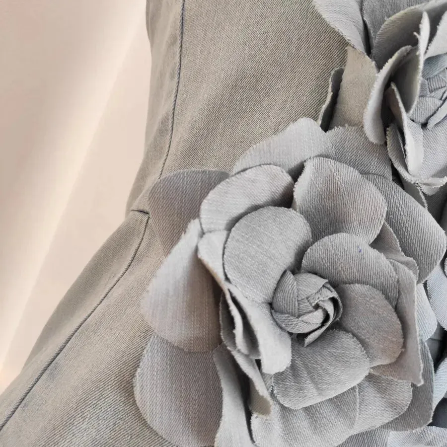 3D Appliques Flower Strapless Demin Jumpsuits