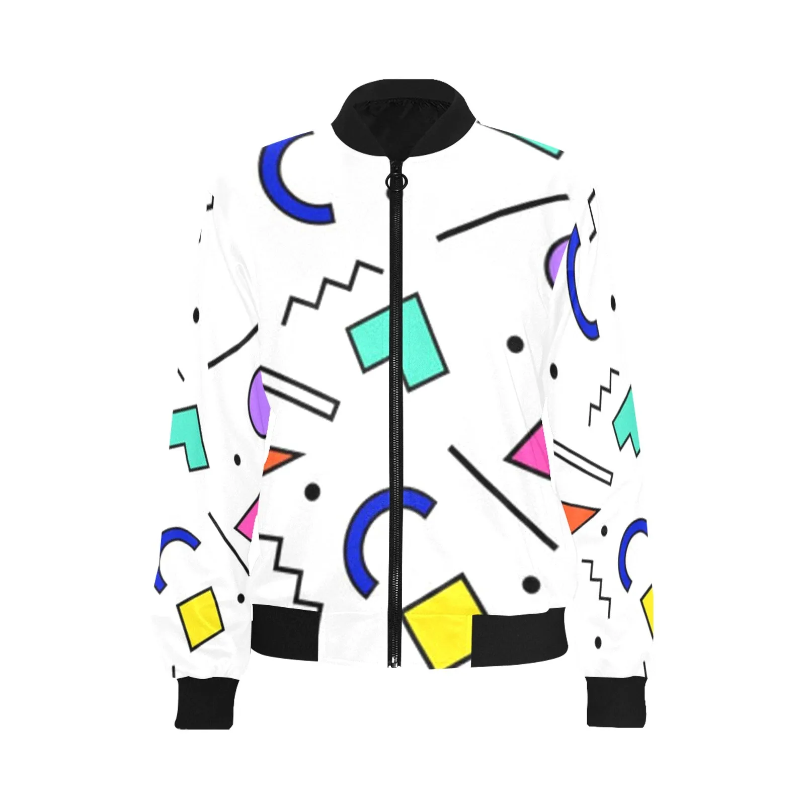 90s White Design Pattern Women's All Over Print Bomber Jacket