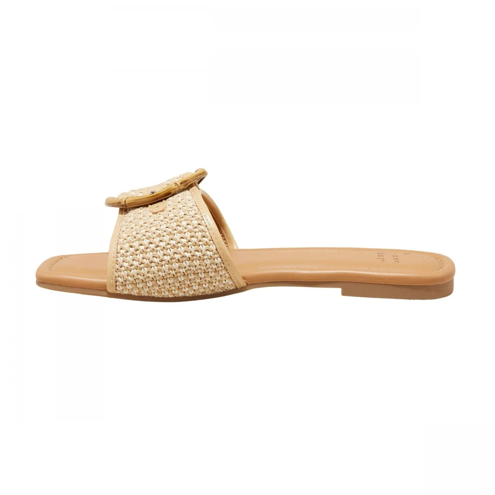 A New Day Bennie Buckle Slide Sandals with Memory Foam Insole Beige Brown 11M
