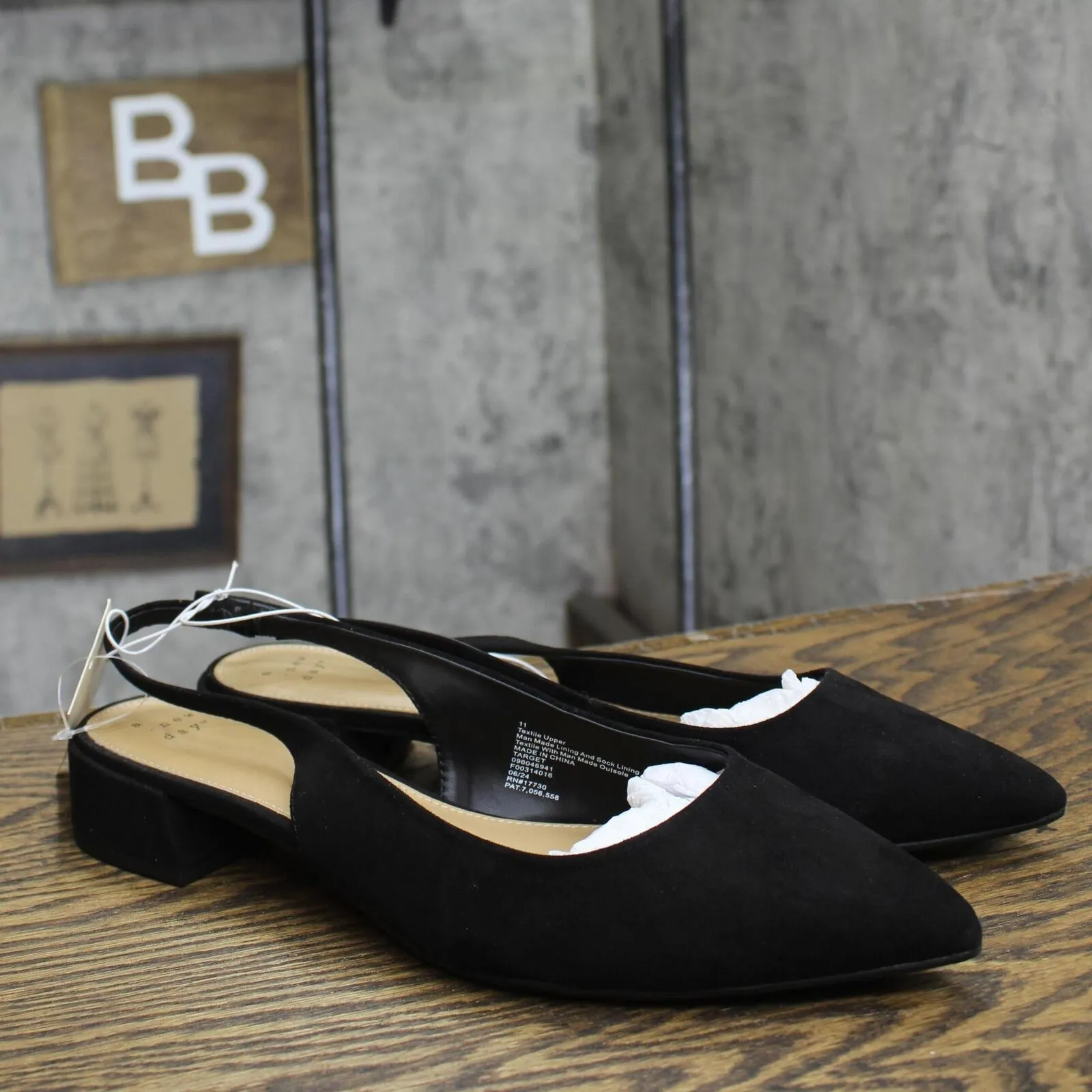 A New Day Womens Elle Slingback Pointed Toe Heels 90972876 Black 11M
