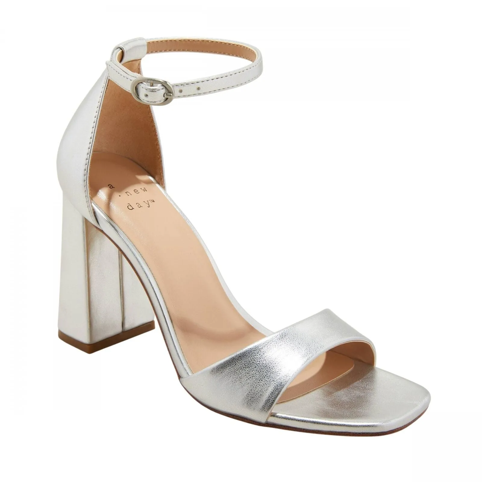 A New Day Womens Shelly Block Heels 90972914 Silver Gray 6.5