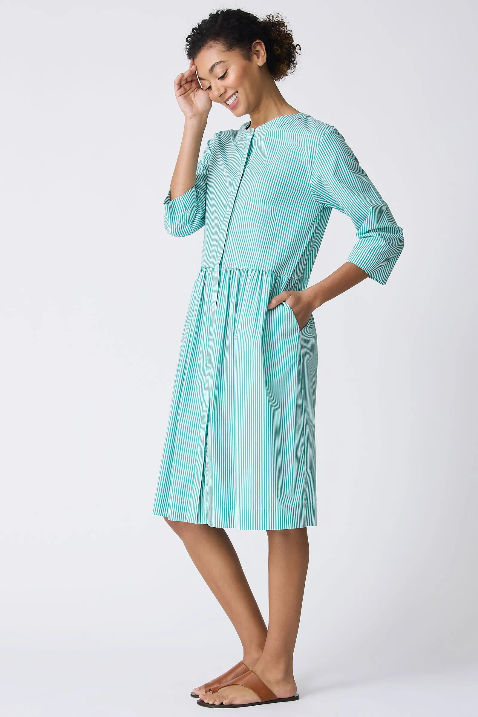 Abby Shirt Dress - Miami Stripe Green