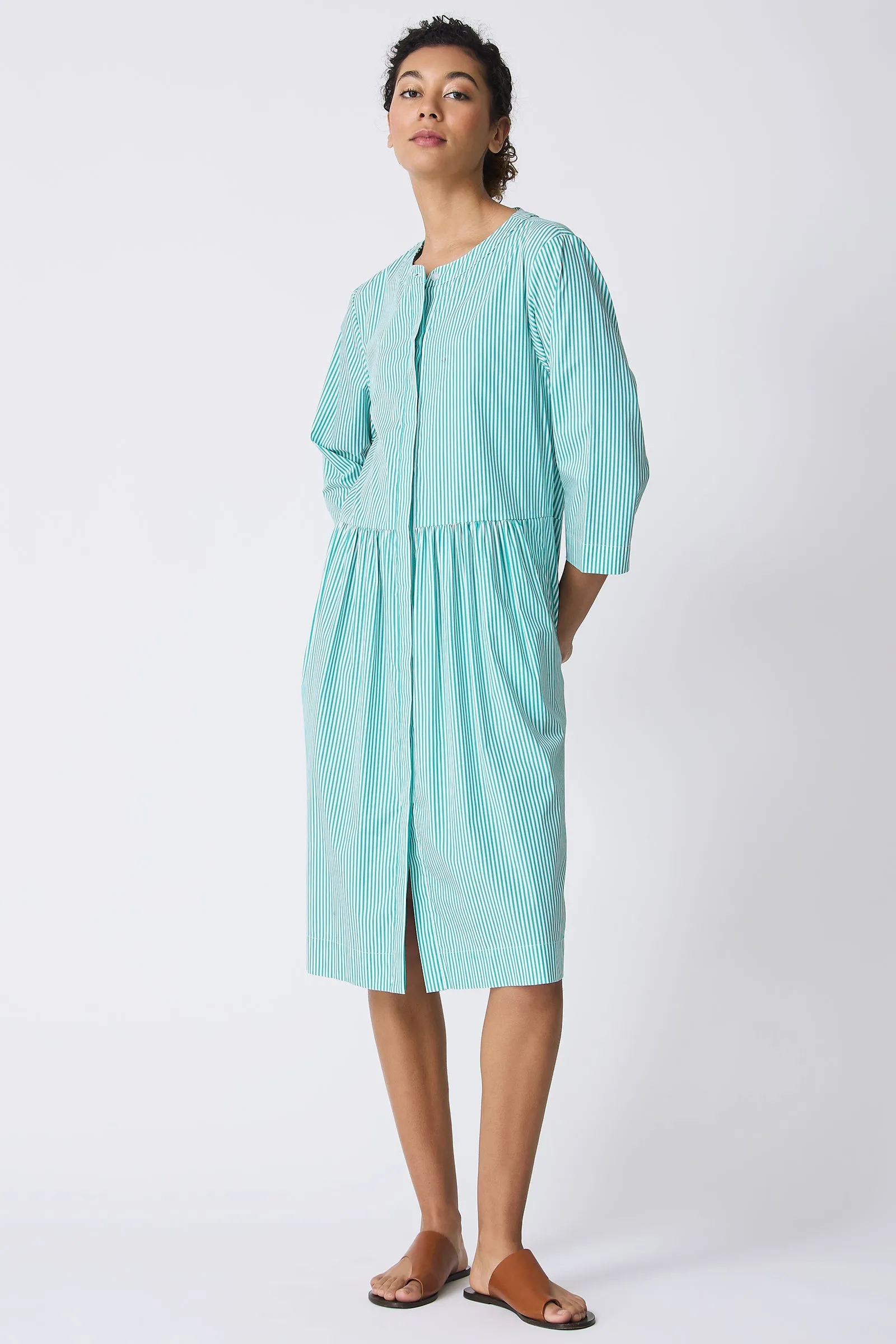Abby Shirt Dress - Miami Stripe Green