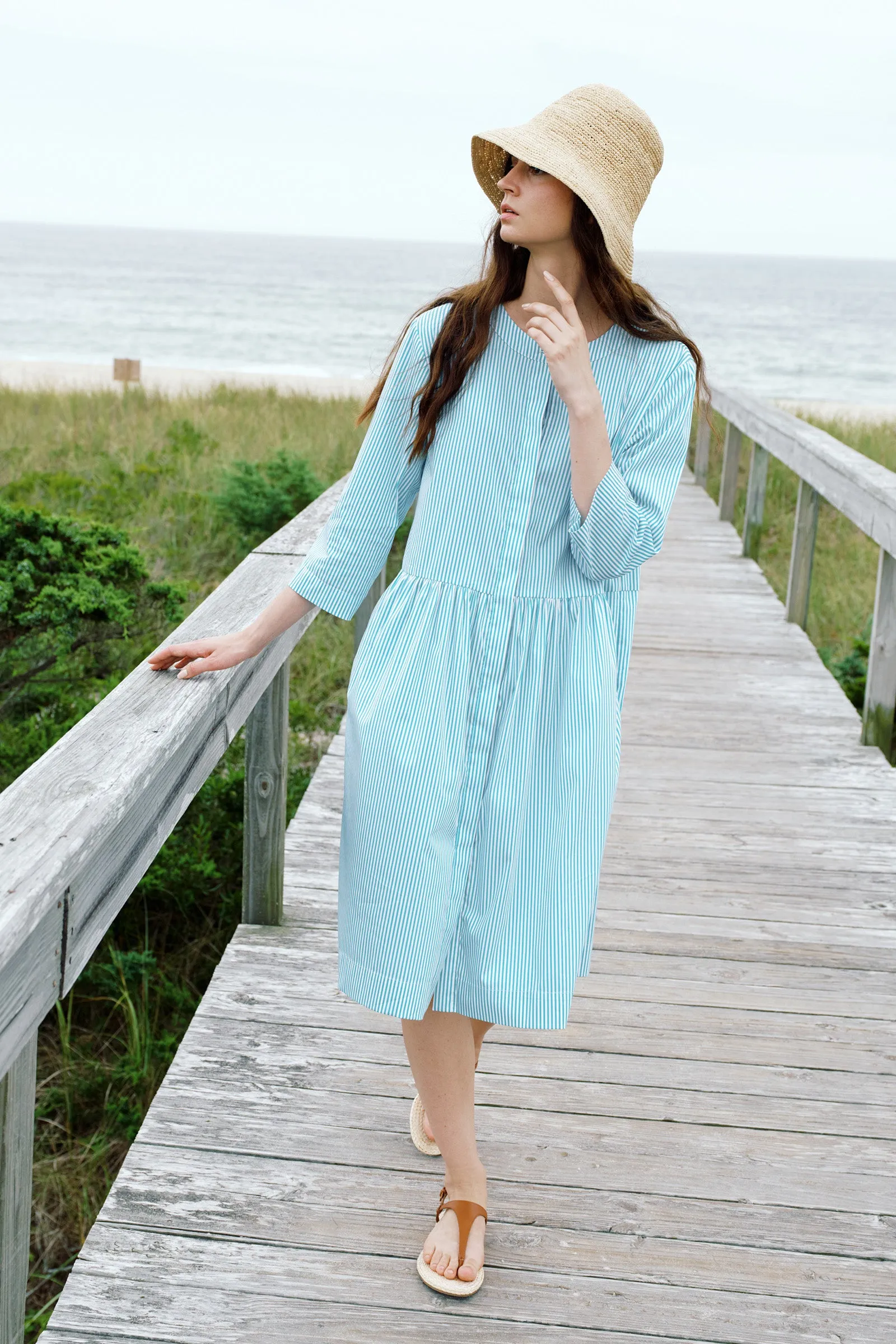 Abby Shirt Dress - Miami Stripe Green