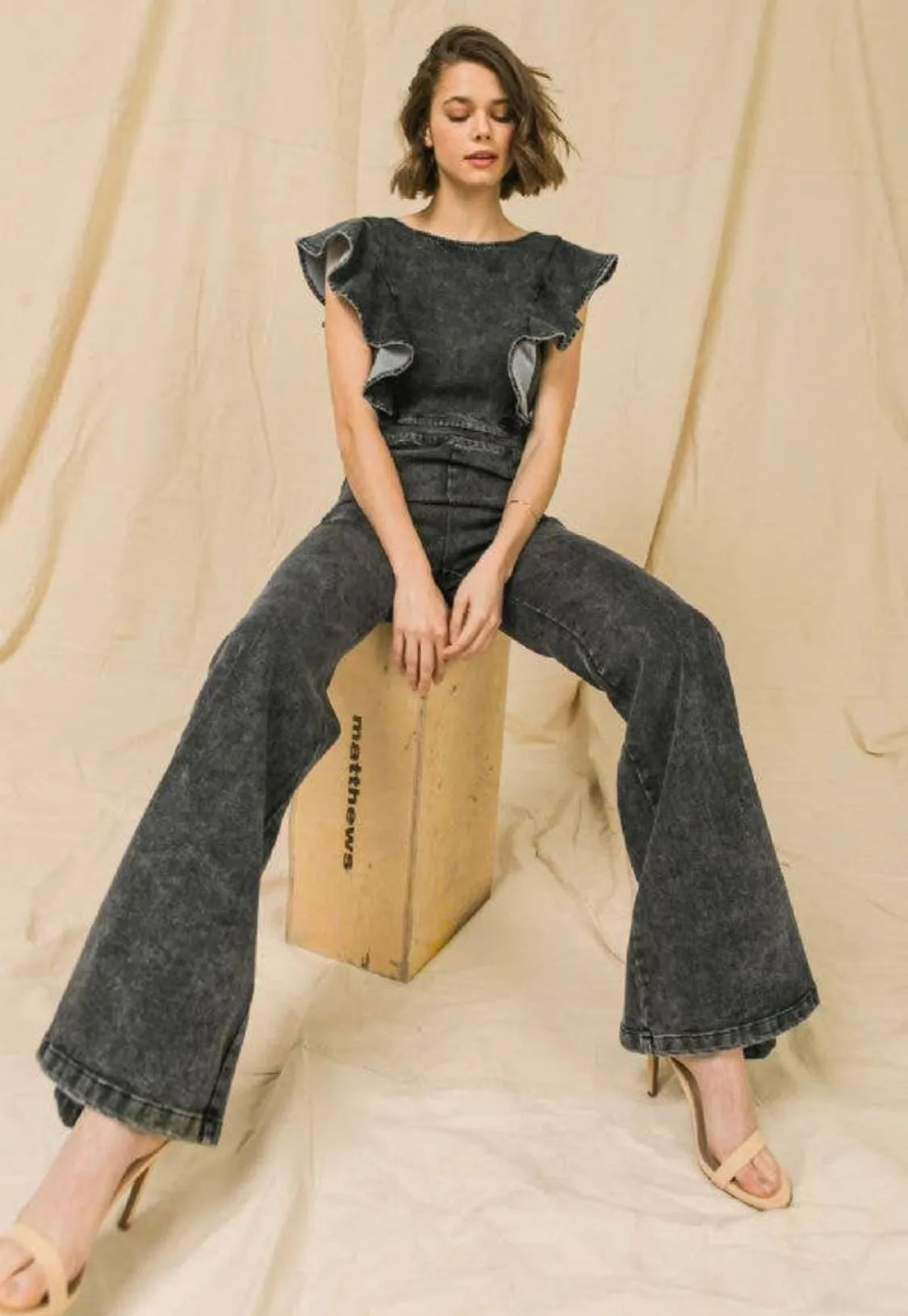 Acid Wash Denim Jumpsuit