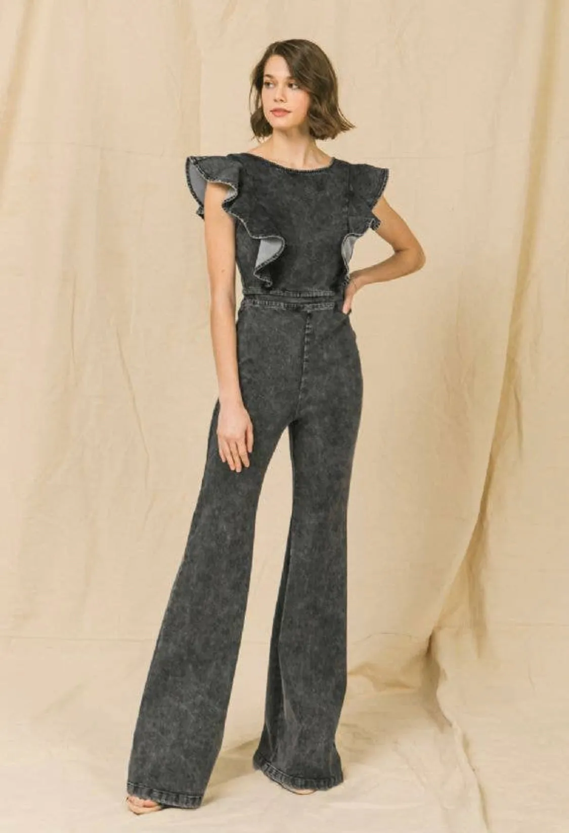Acid Wash Denim Jumpsuit