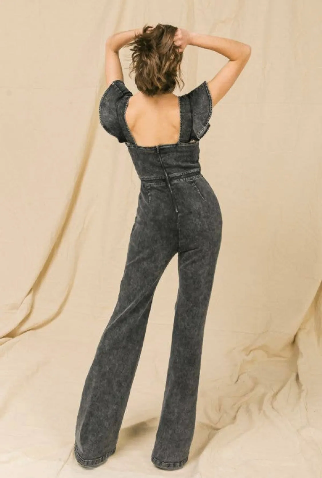 Acid Wash Denim Jumpsuit