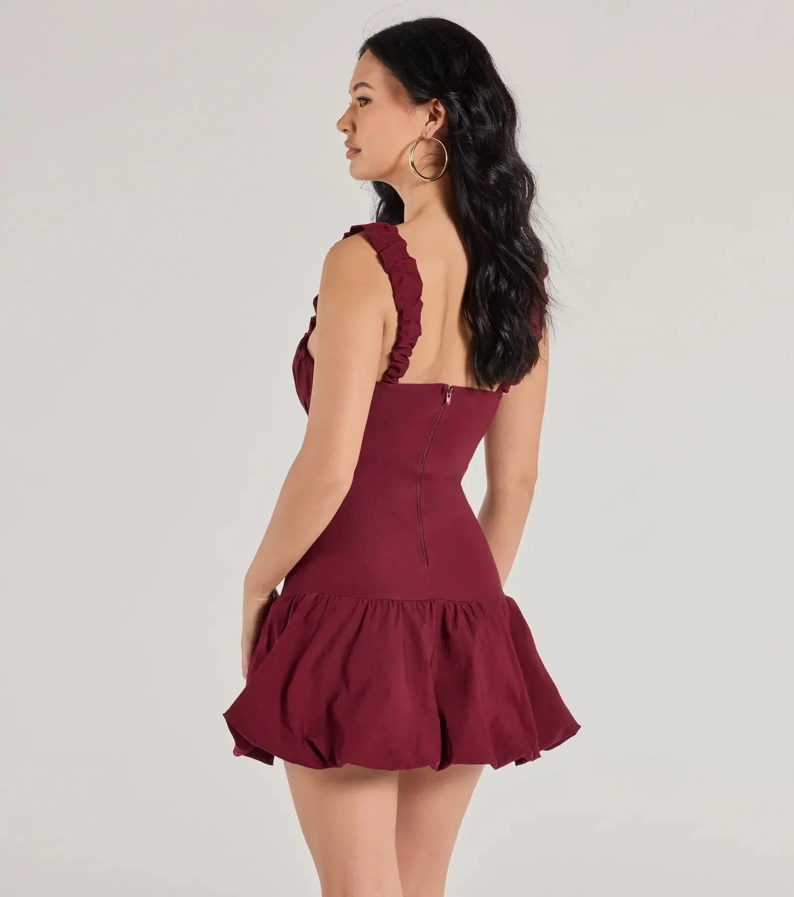 Adorable Aura Drop Waist Bubble Hem Skater Dress