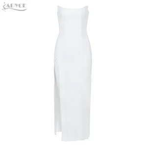 Adyce 2020 Neue Sommer Weiß Verband Kleid Frauen Sexy Liebsten Ärmellose Maxi Bodycon Club Kleid Berühmtheit Abend Party Kleid