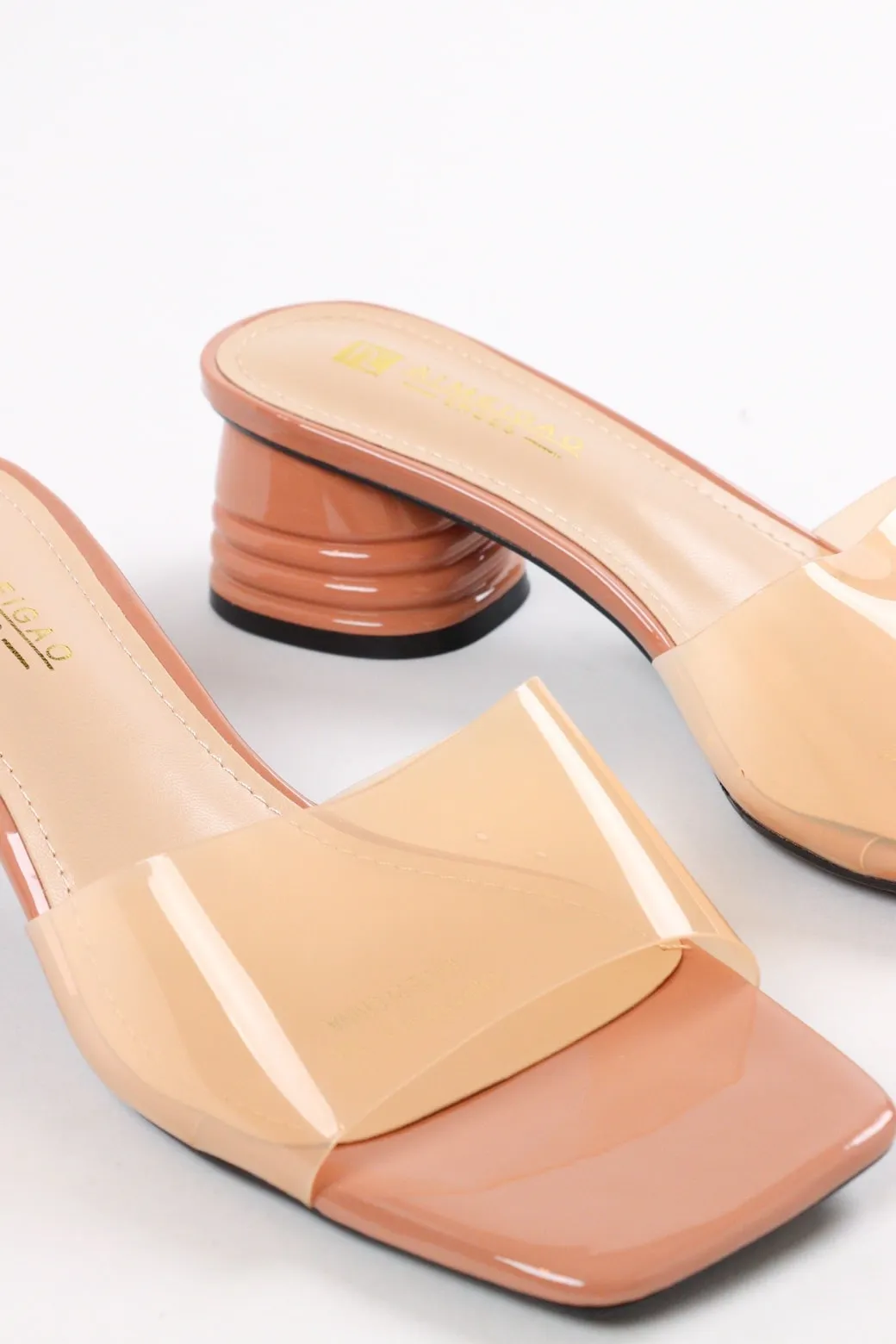 Aimeigao - Women's Transparent Block Heels - Nude