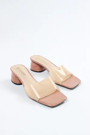 Aimeigao - Women's Transparent Block Heels - Nude