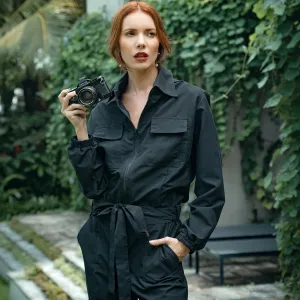 Amelia Recycled Travel Jumpsuit in Black
