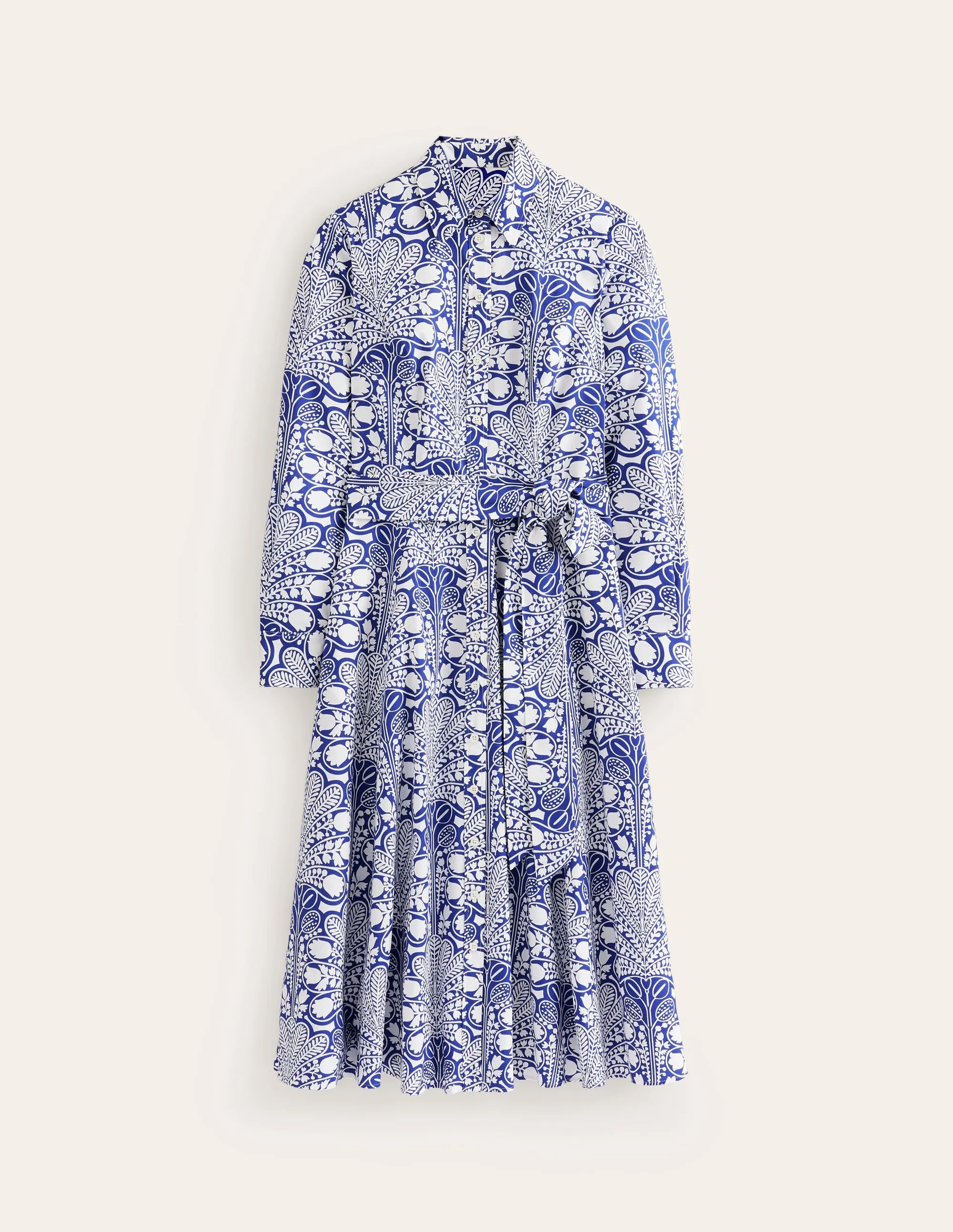 Amy Cotton Midi Shirt Dress-Surf the Web, Gardenia Swirl