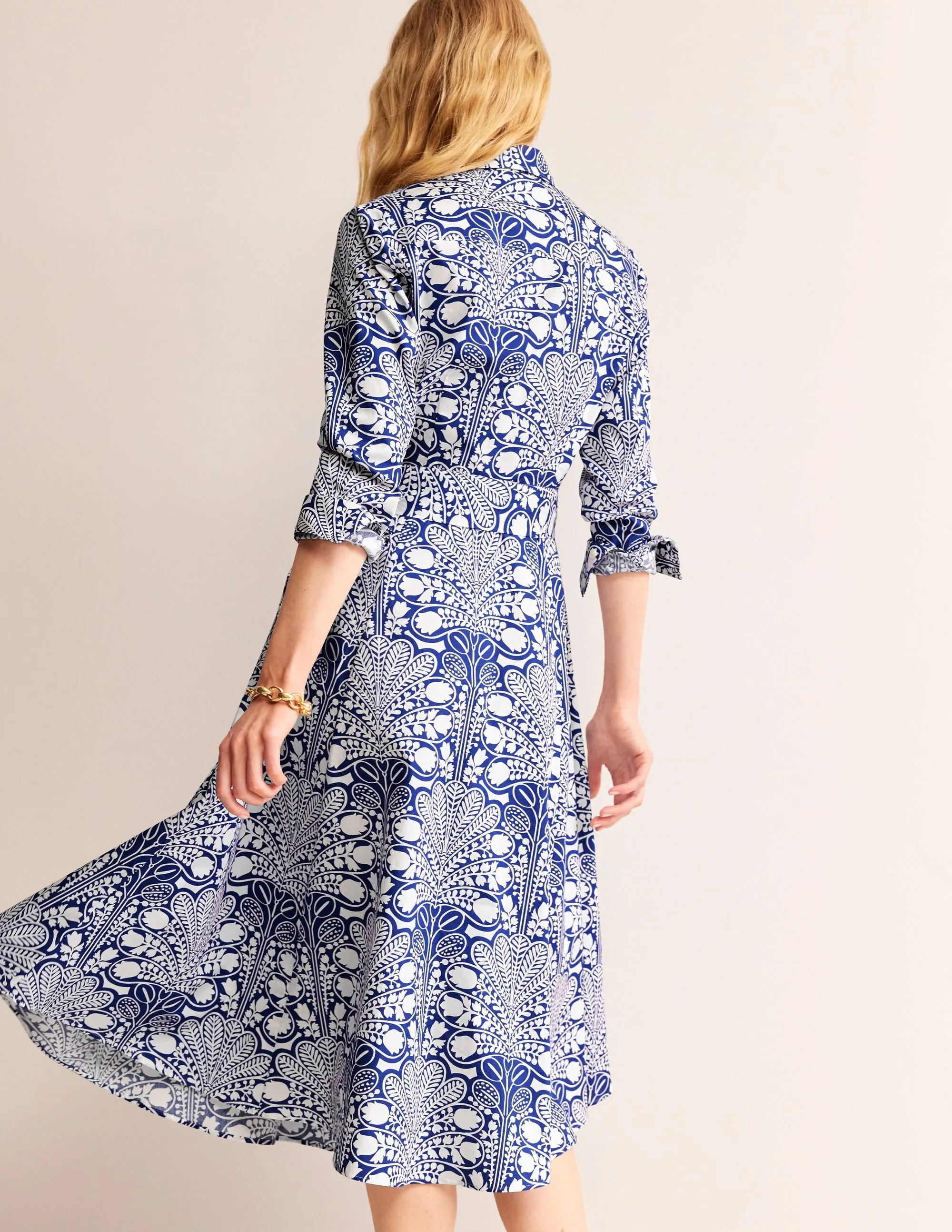 Amy Cotton Midi Shirt Dress-Surf the Web, Gardenia Swirl