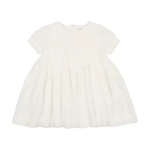 Analogie Gathered Dress Short Sleeve - White Eyelet