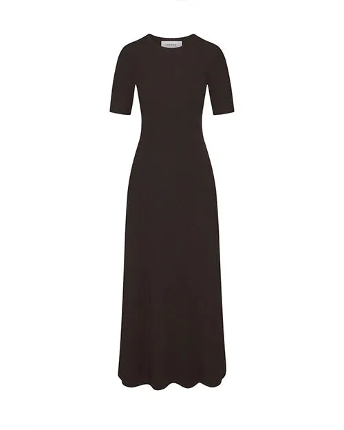ANEMOS | Short Sleeve Midi Dress | Espresso