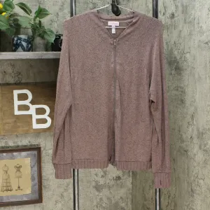 AnyBody Women's Hacci Knit Bomber Jacket Smokey Taupe Medium