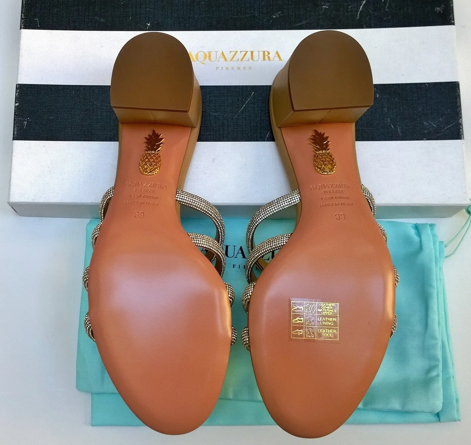 Aquazzura Moondust 50 Block Heels Sandals with Rhinestone Straps