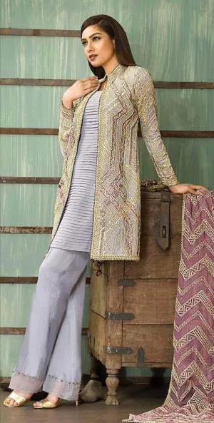 Asim Jofa Chiffon Dresses - Embroidered Chiffon Dupatta - Replica - Unstitched
