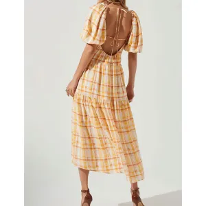 ASTR Puff Sleeve Midi Dress