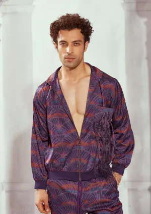 Aubergine corduroy bomber jacket