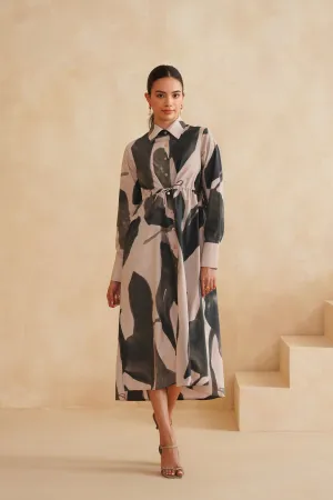 Aurora Bloom Midi Shirt Dress