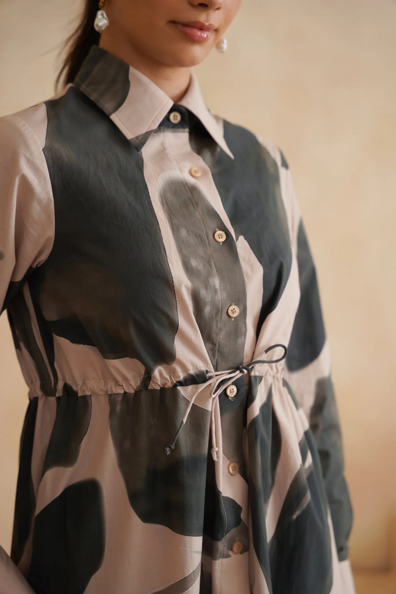 Aurora Bloom Midi Shirt Dress