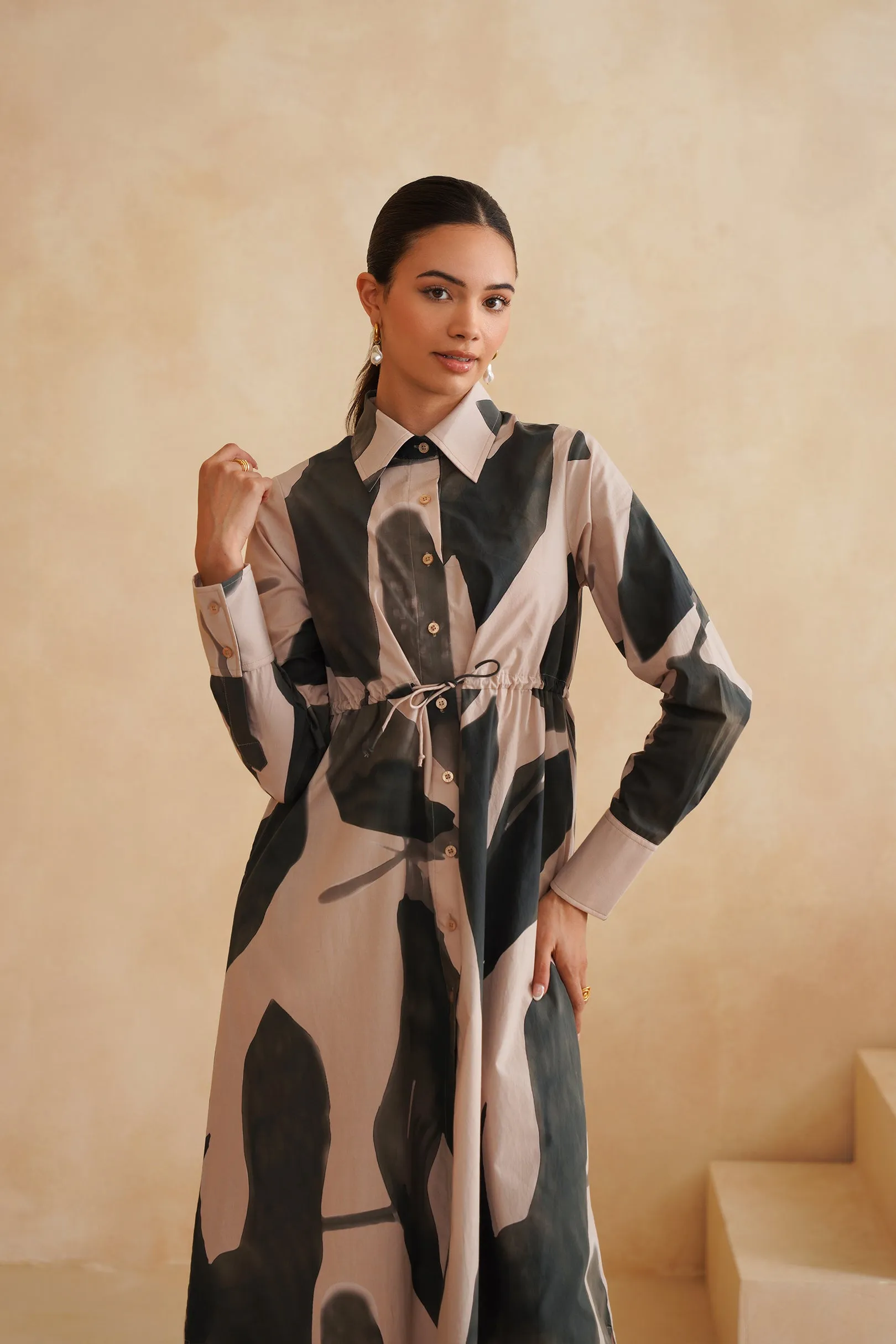 Aurora Bloom Midi Shirt Dress