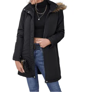 Autumn Allure Faux Fur Trim Hooded Puffer Jacket