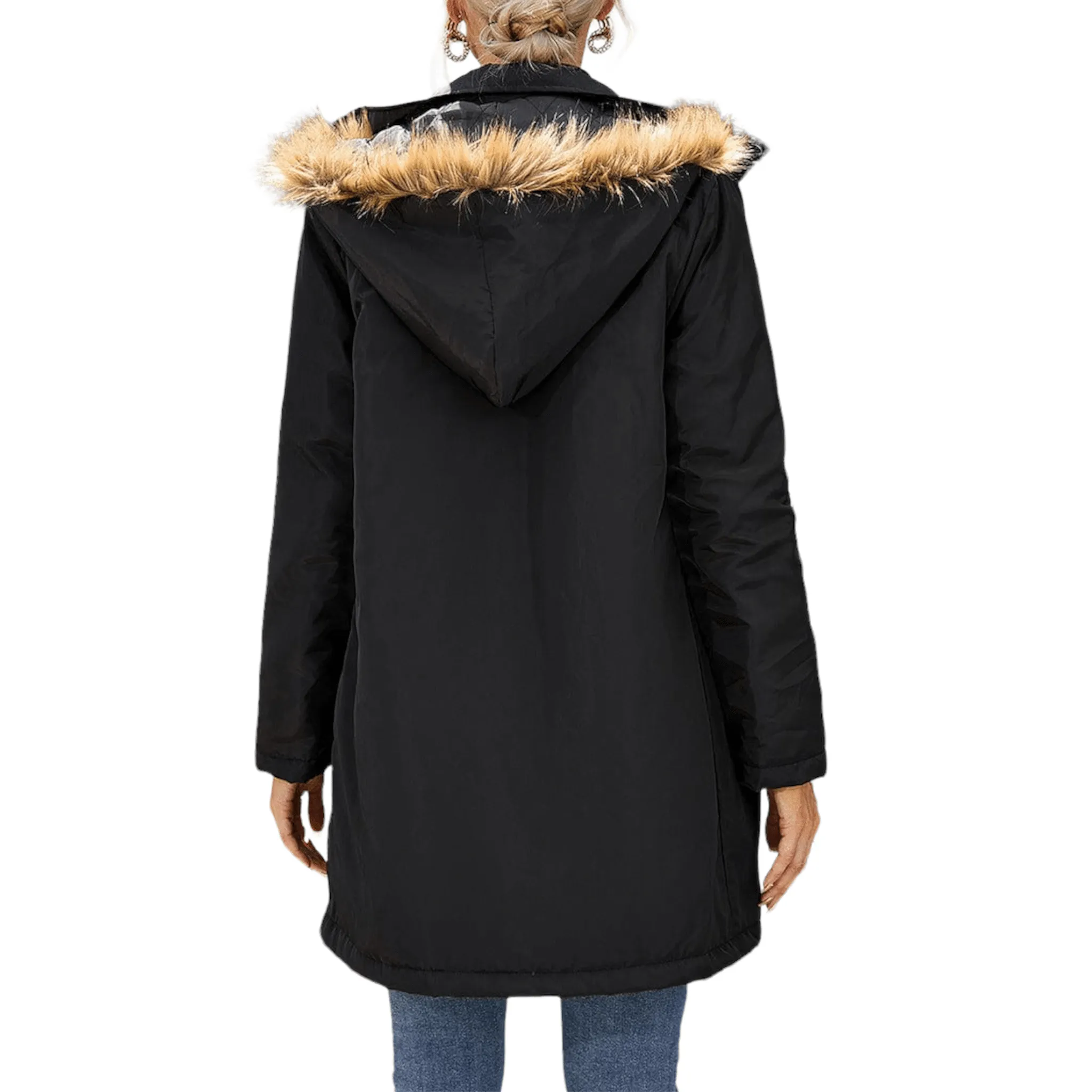 Autumn Allure Faux Fur Trim Hooded Puffer Jacket