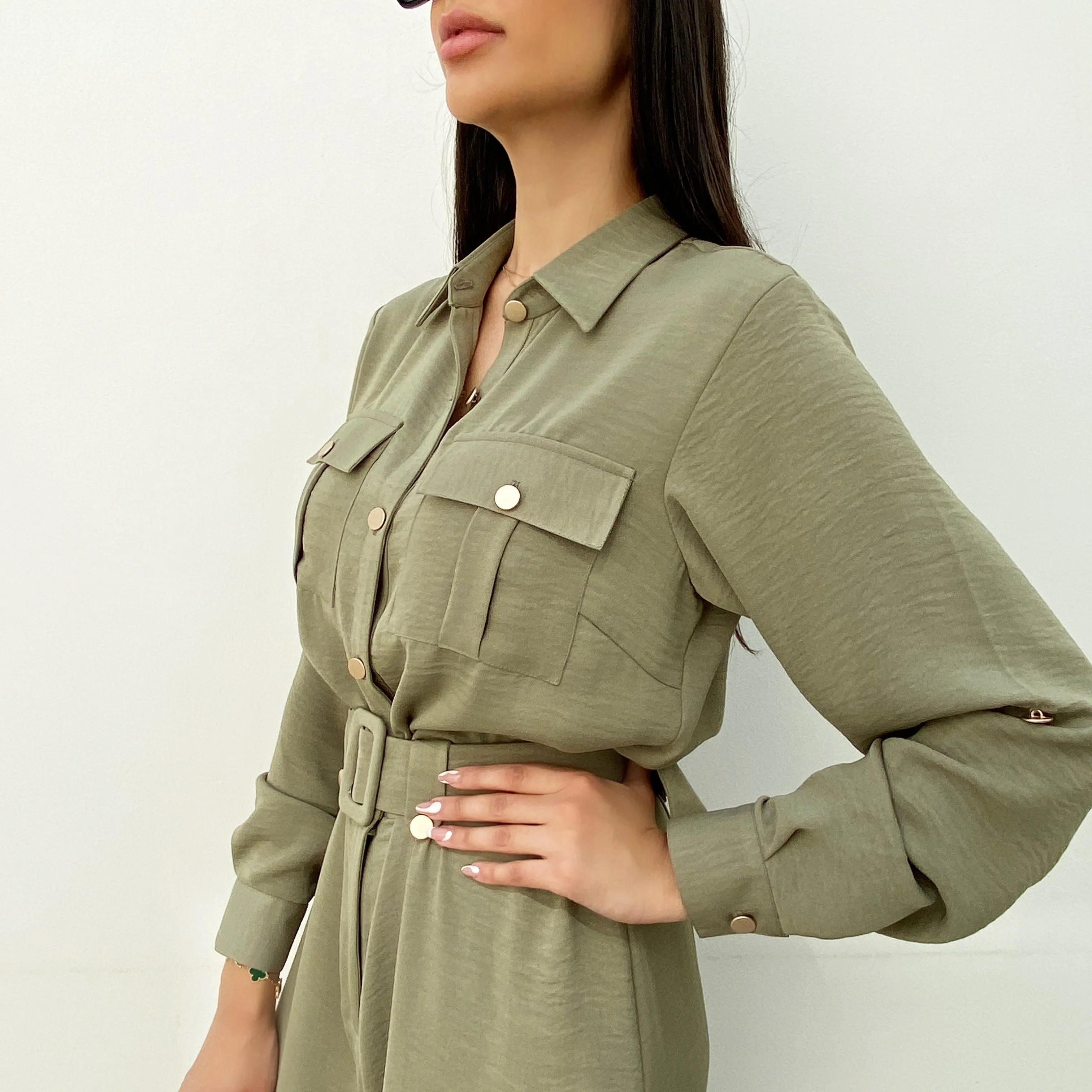 AW20 MOSS GREEN UTILITY  JUMPSUIT