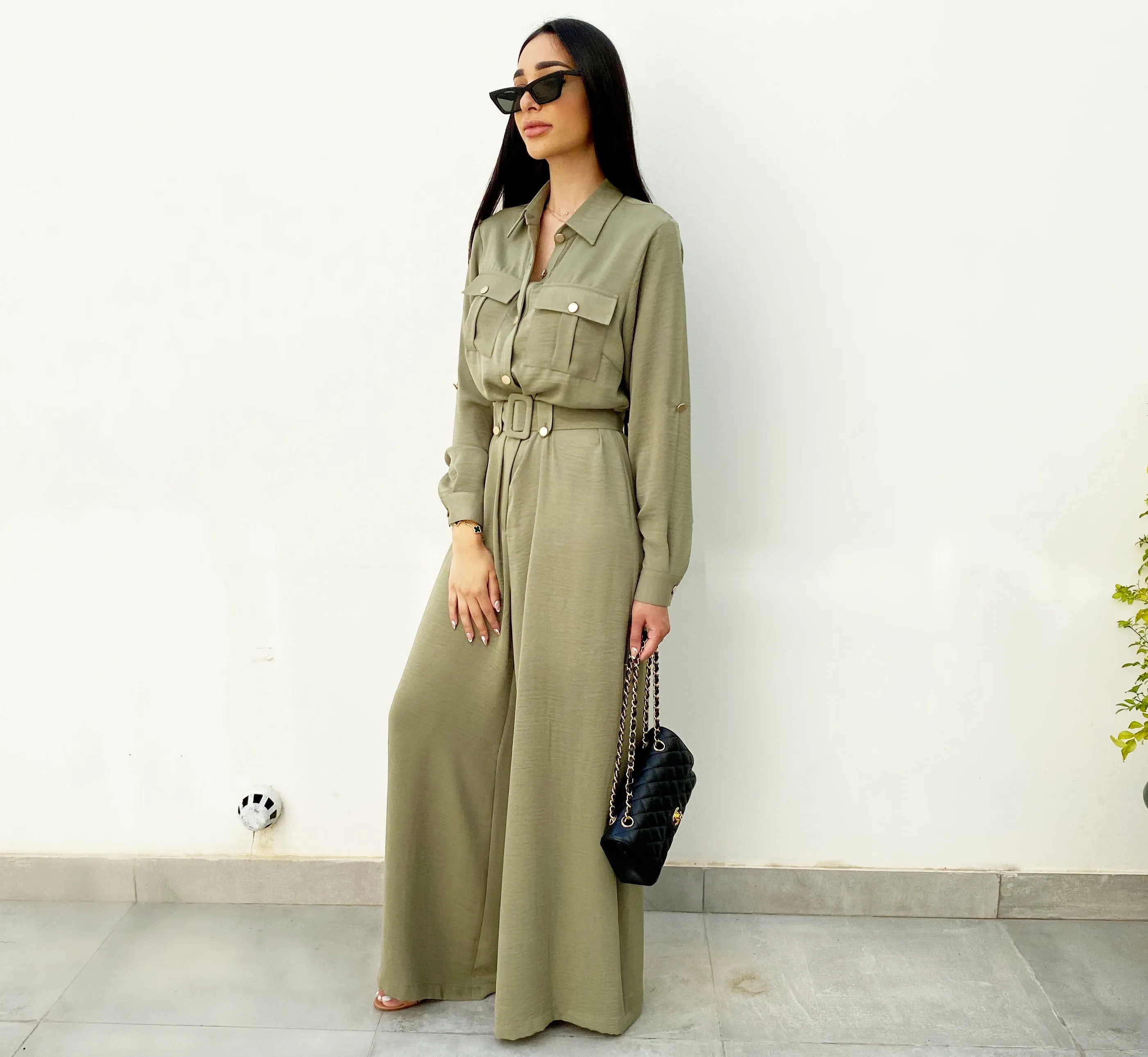 AW20 MOSS GREEN UTILITY  JUMPSUIT
