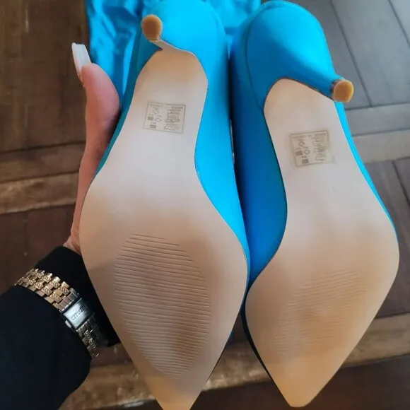 Azalea Wang Taytay Turquise Legging Stilleto Heels size 10