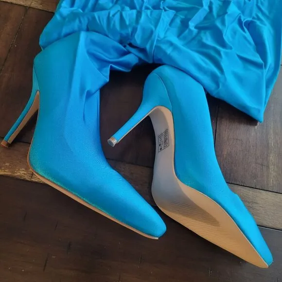 Azalea Wang Taytay Turquise Legging Stilleto Heels size 10