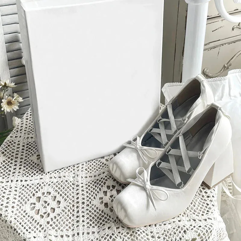 Ballerina Ribbon Platform Heels