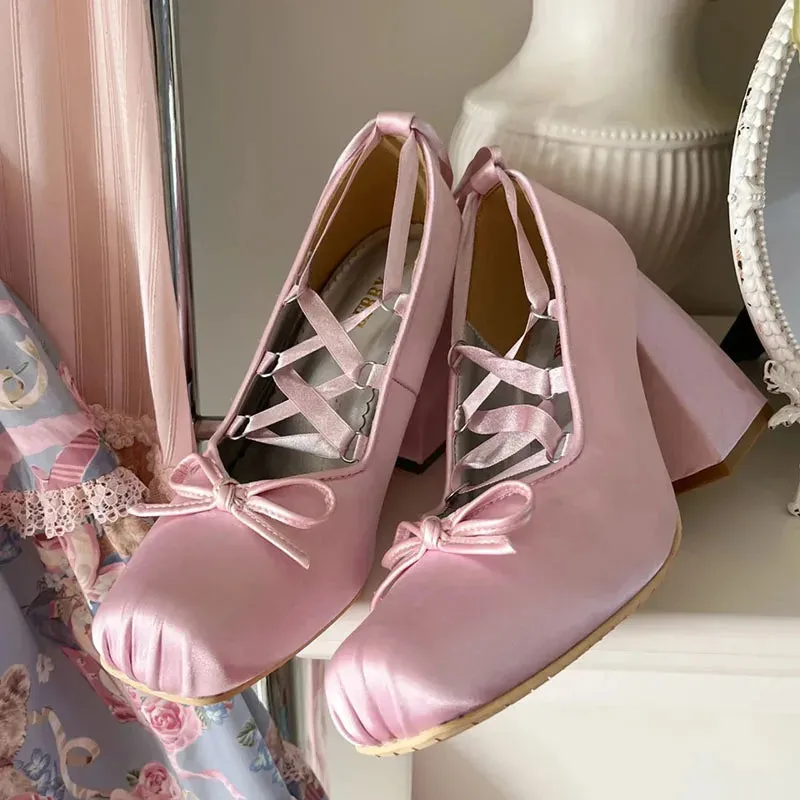Ballerina Ribbon Platform Heels