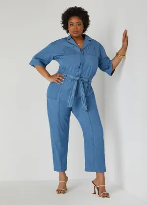 Belted Chambray Jumpsuit