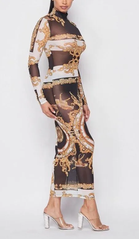 Black and Gold Bodycon Dress