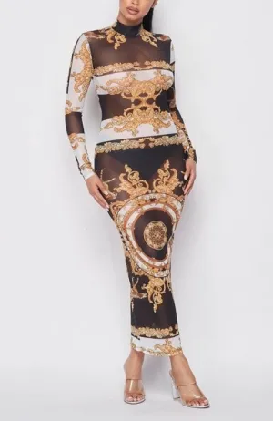 Black and Gold Bodycon Dress