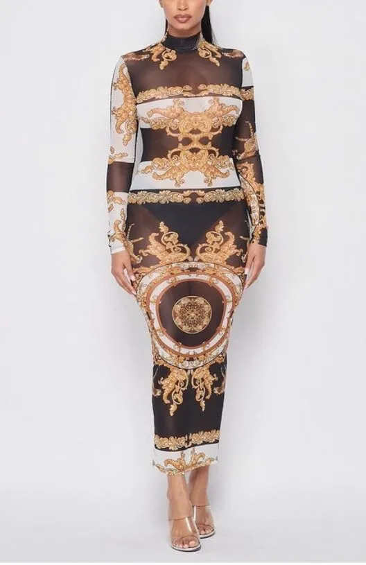 Black and Gold Bodycon Dress