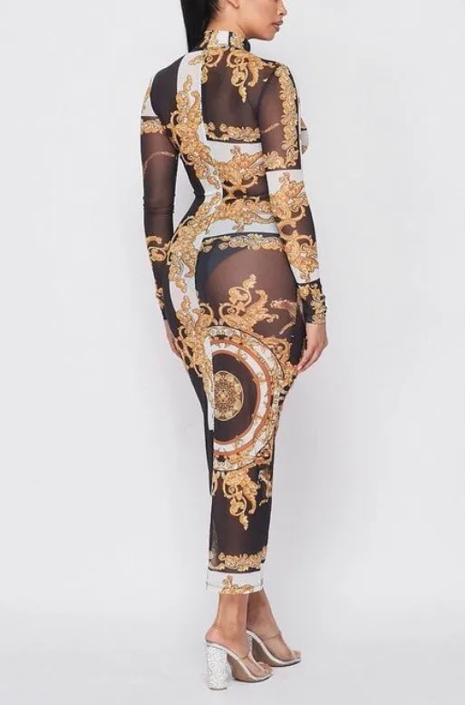 Black and Gold Bodycon Dress